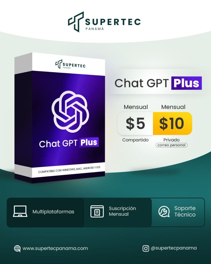 ChatGPT Plus - suscripción de OpenAI | SuperTec Panamá